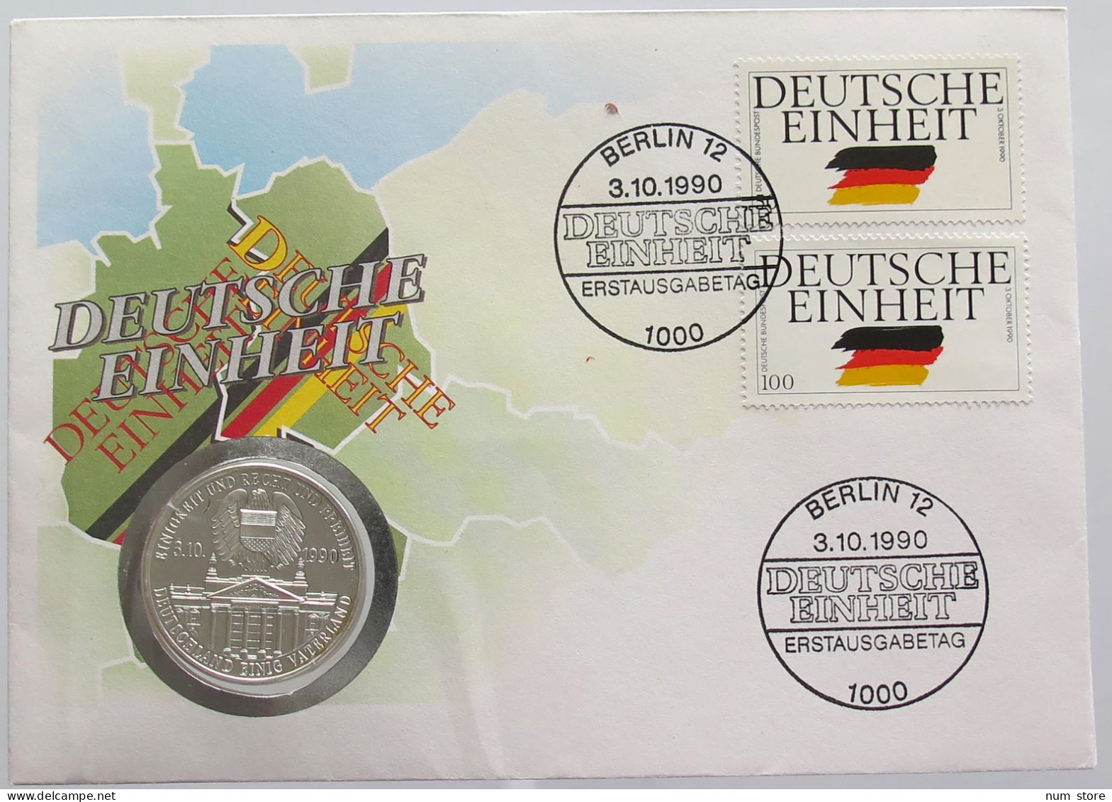 GERMANY BRD MEDAL 1990 DEUTSCHE EINHEIT NUMISBRIEF STATIONERY #bs18 0219 - Otros & Sin Clasificación