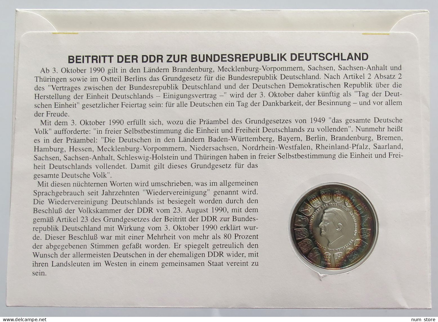 GERMANY BRD MEDAL 1990 DEUTSCHE EINHEIT NUMISBRIEF STATIONERY #bs18 0219 - Other & Unclassified