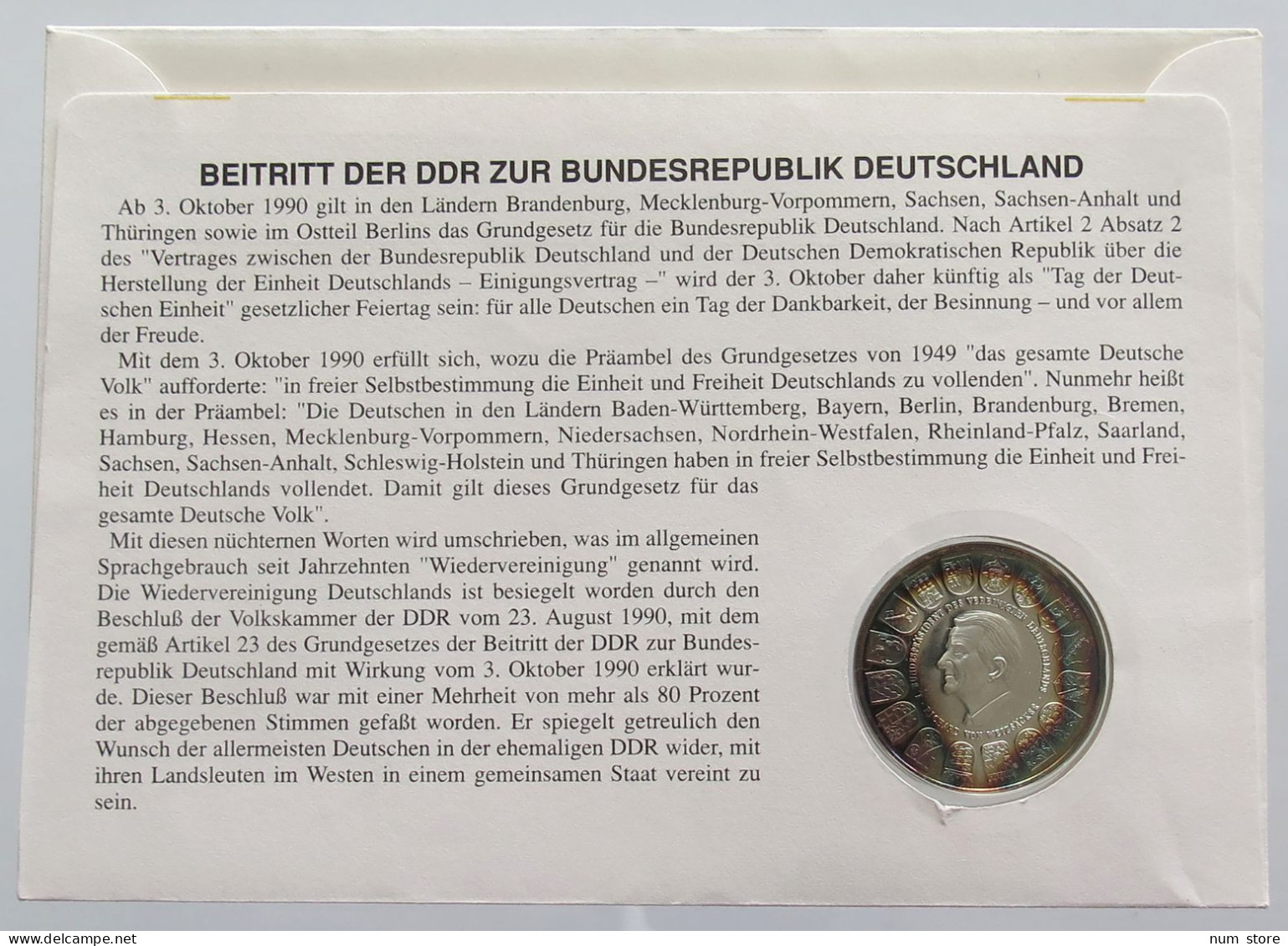 GERMANY BRD MEDAL 1990 DEUTSCHE EINHEIT NUMISBRIEF STATIONERY #bs18 0219 - Autres & Non Classés