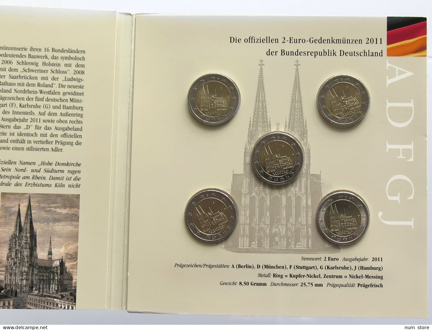 GERMANY BRD 5X 2 EURO 2011 NORDRHEIN WESTFALEN #bs19 0071 - Germania