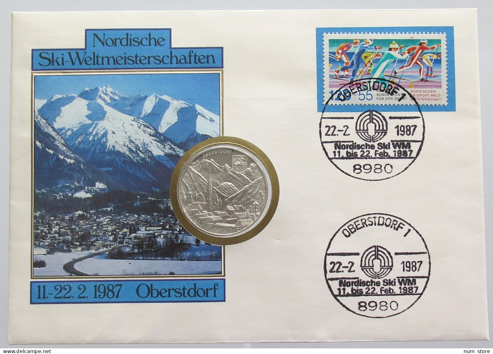 GERMANY BRD MEDAL 1987 OBERSDORF NUMISBRIEF STATIONERY #bs18 0209 - Otros & Sin Clasificación