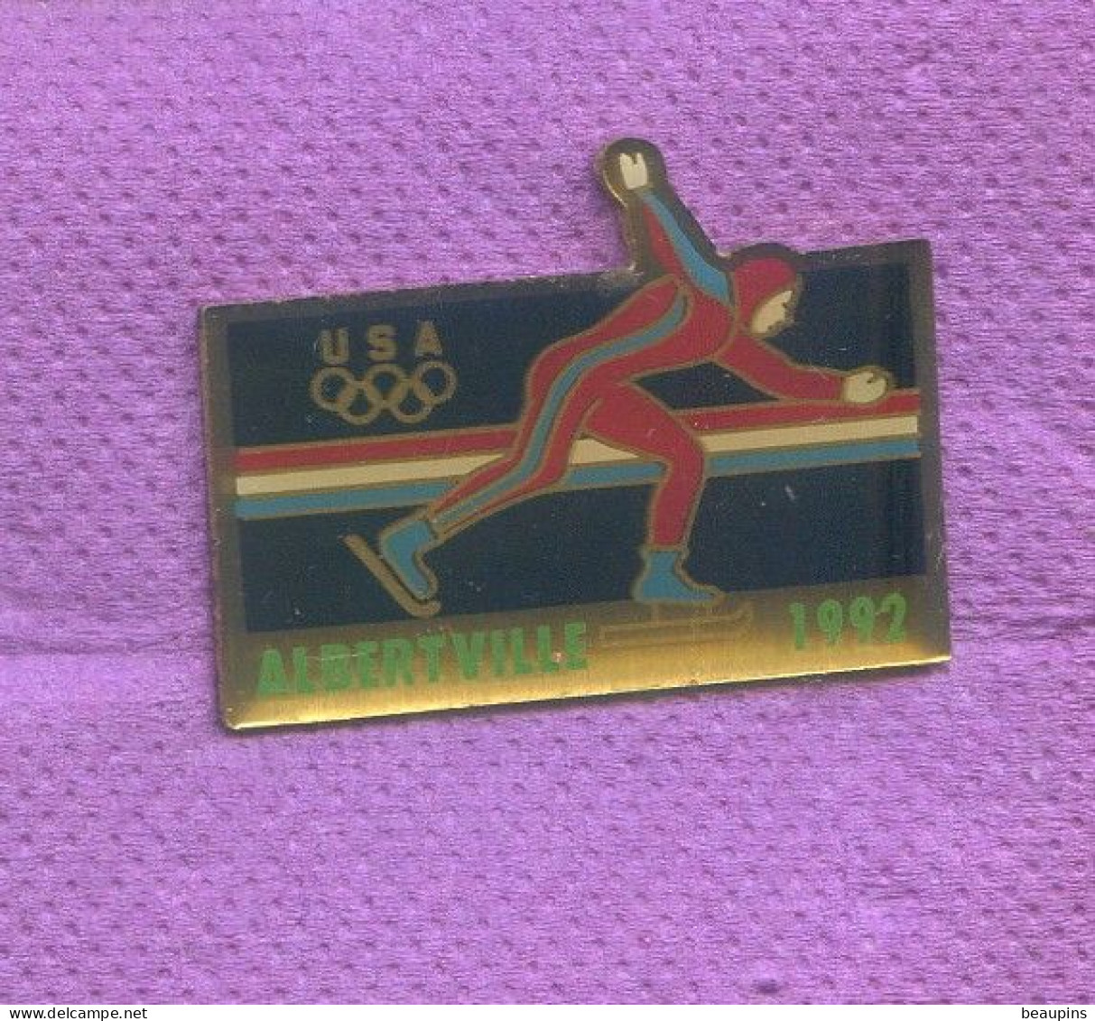 Rare Pins Jeux Olympiques Albertville 1992 Patinage Patin A Glace Usa N215 - Juegos Olímpicos