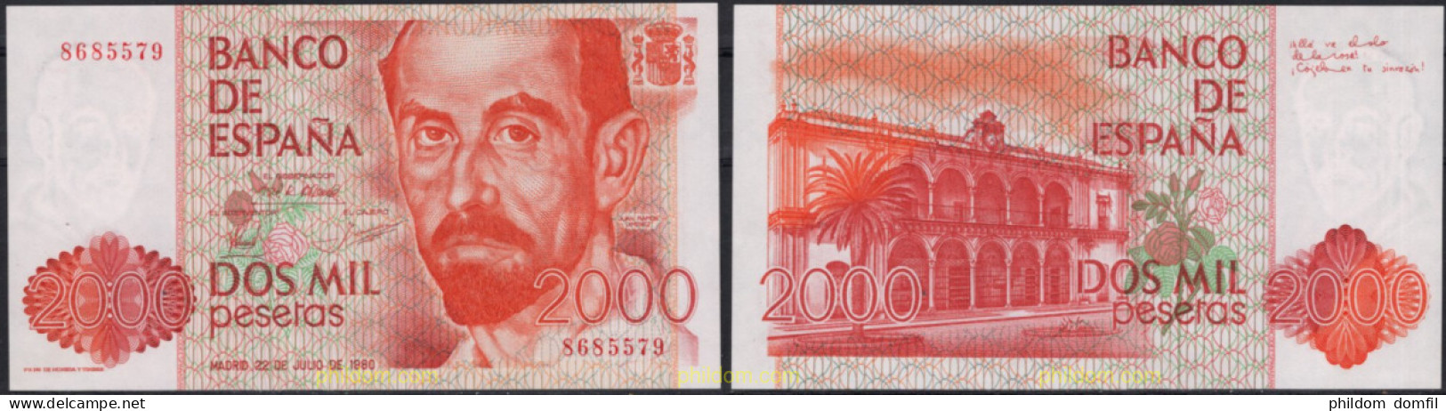 8503 ESPAÑA 1980 2000 Pesetas 22 De Julio De 1980 - Juan Ramon Jimenez - [ 4] 1975-…: Juan Carlos I.