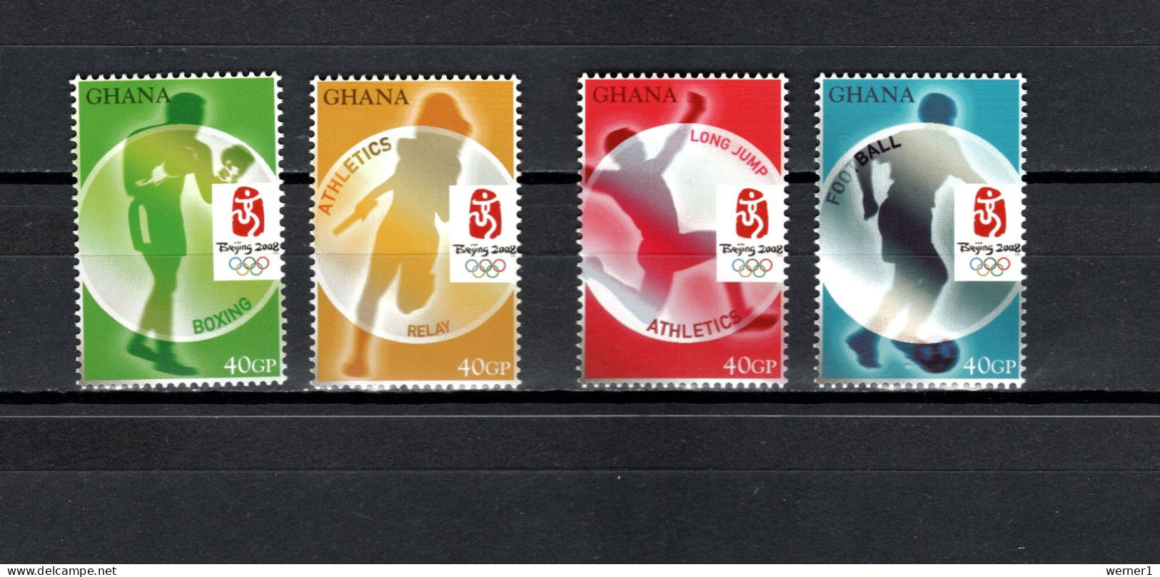 Ghana 2008 Olympic Games Beijing, Football Soccer, Relay Etc. Set Of 4 MNH - Ete 2008: Pékin