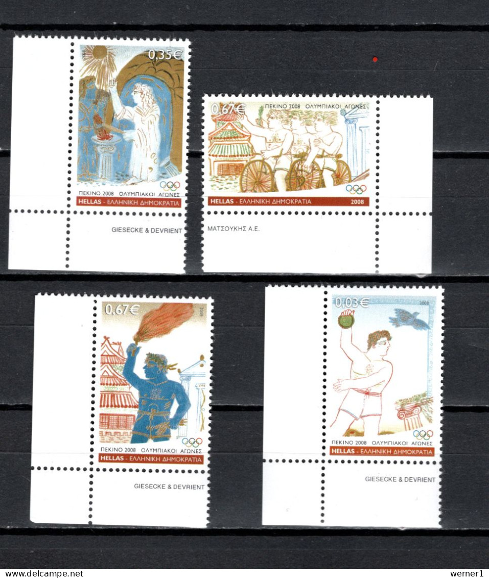 Greece 2008 Olympic Games Beijing, Set Of 4 MNH - Verano 2008: Pékin