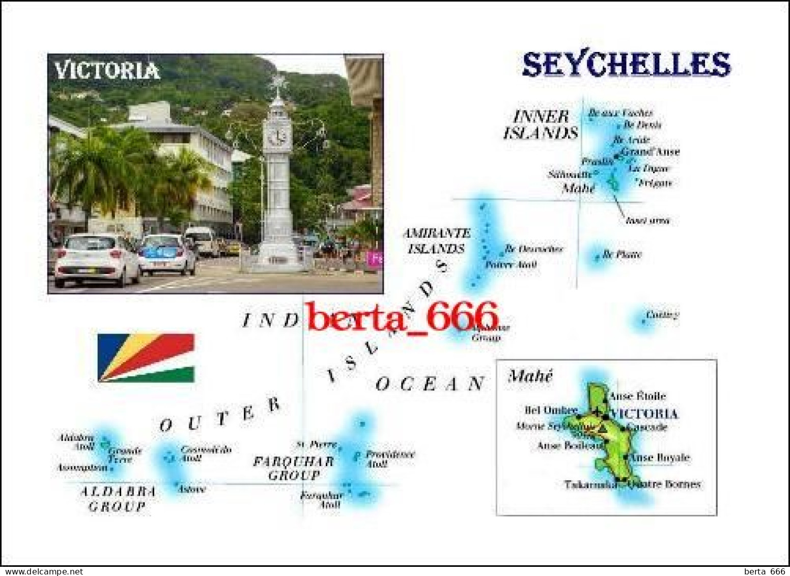 Seychelles Country Map New Postcard * Carte Geographique * Landkarte - Seychelles