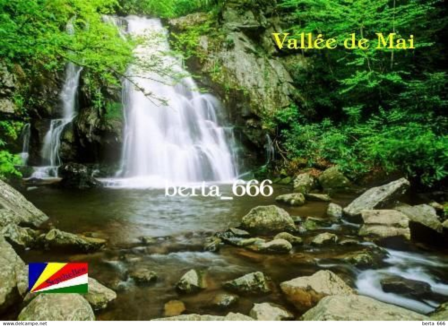 Seychelles Praslin Island Vallee De Mai Park Waterfall UNESCO New Postcard - Seychellen