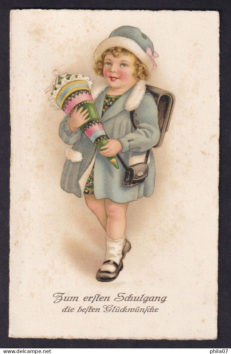 Zum Ersten Schulgang Die Besten Gluckwunsche / Postcard Circulated, 2 Scan - Einschulung