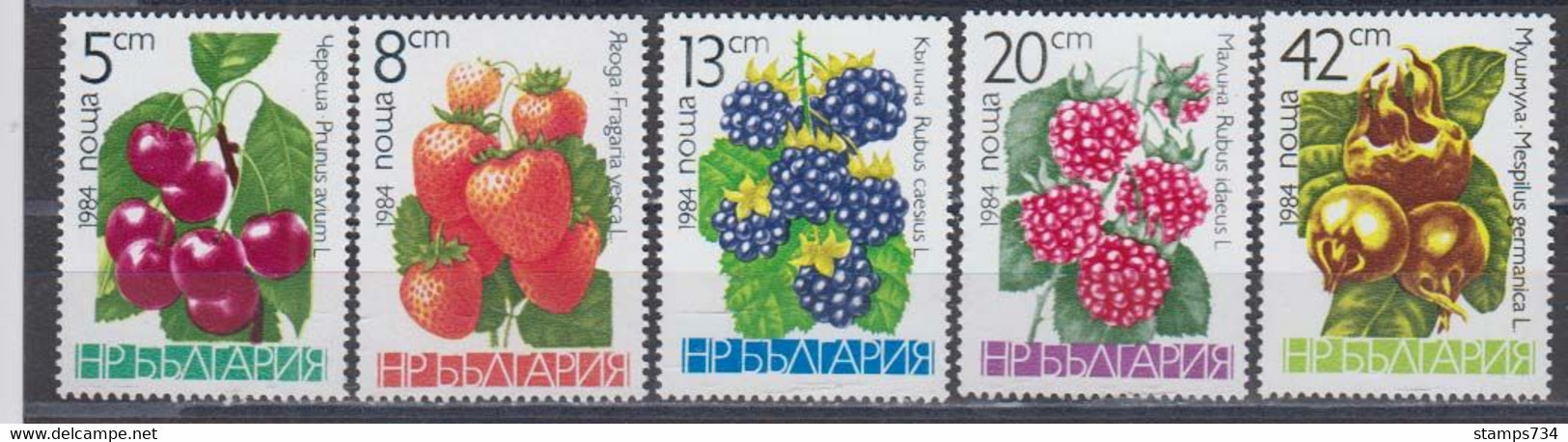 Bulgaria 1984 - Fruits, Mi-Nr. 3260/64, MNH** - Ungebraucht