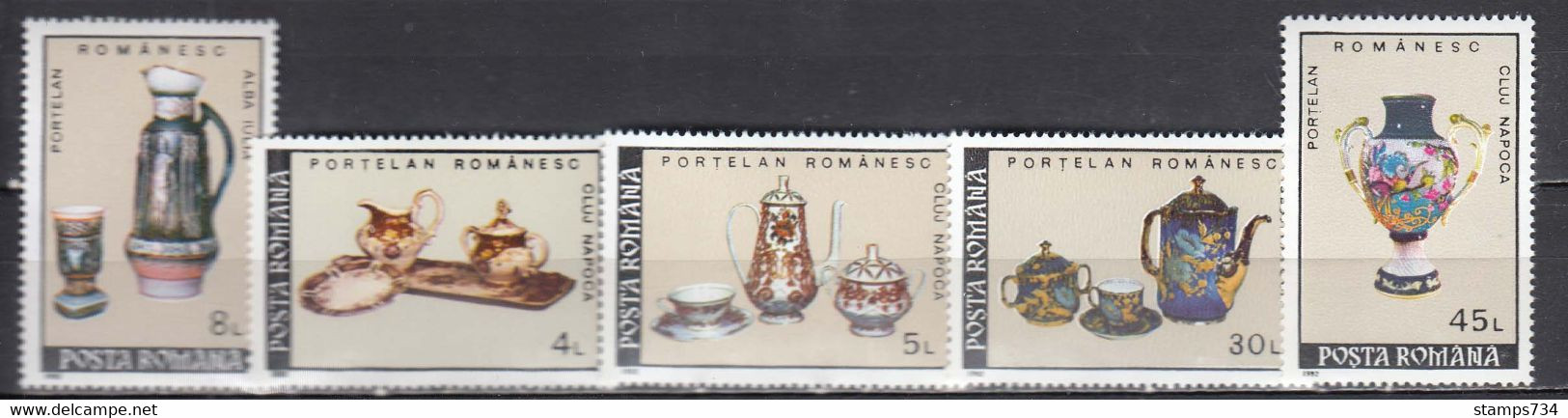 Romania 1992 - Romanian Porcelain, Mi-Nr. 4771/75, MNH** - Nuevos