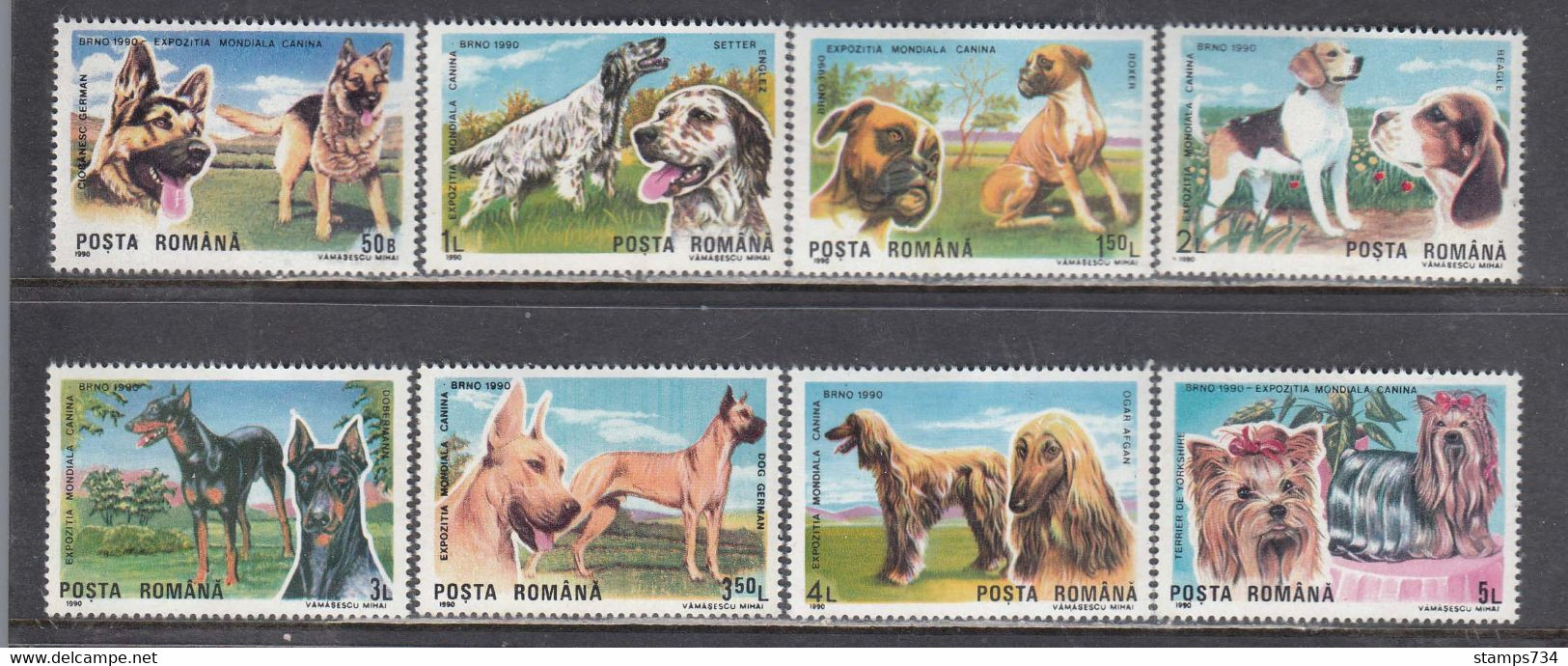 Romania 1990 - Dogs, Mi-Nr. 4603/10, MNH** - Unused Stamps