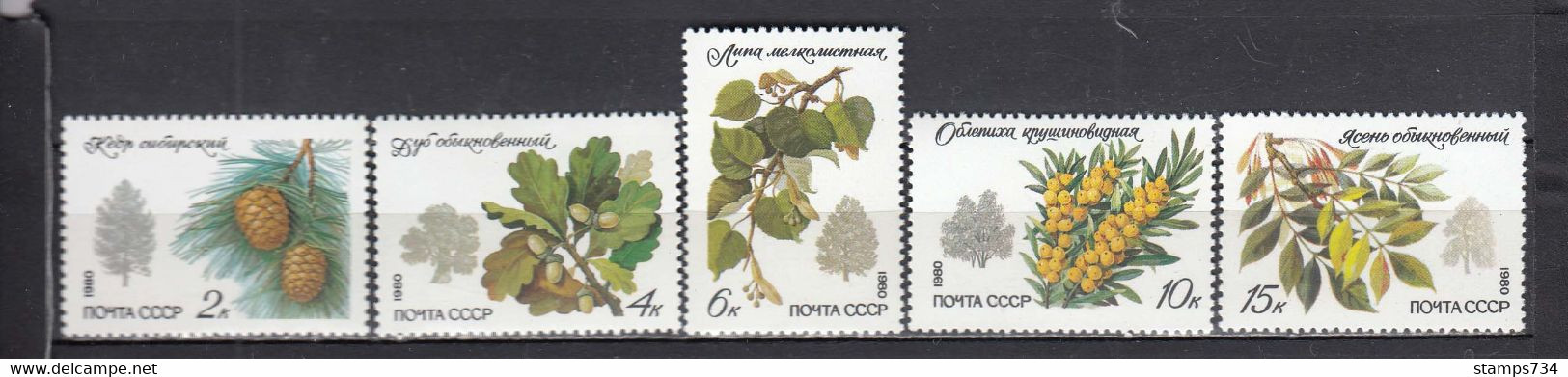 USSR 1980 - Species Protection Of Trees And Shrubs, Mi-Nr. 5002/06, MNH** - Unused Stamps