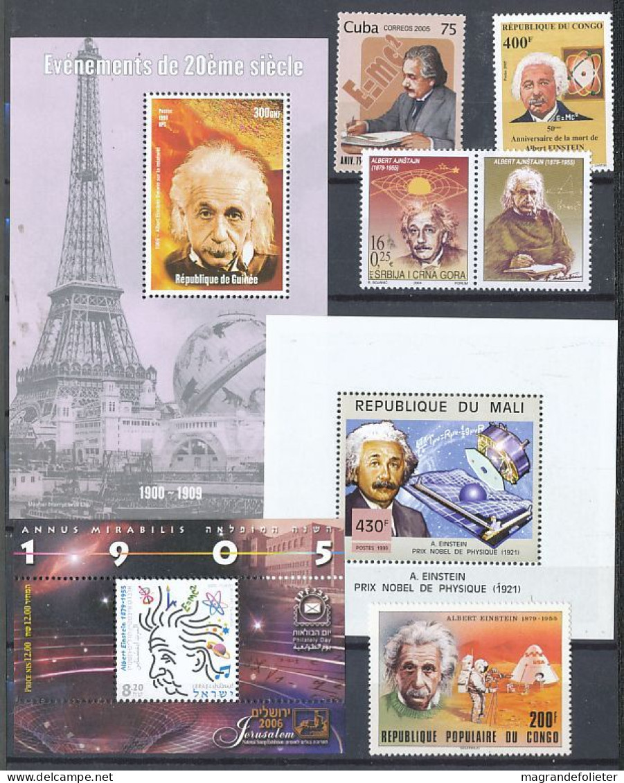 TIMBRE STAMP ZEGEL LOT 70 PAYS EN HOMMAGE AUX 100 ANS DE LA NAISSANCE D' ALBERT EINSTEIN TOUS XX