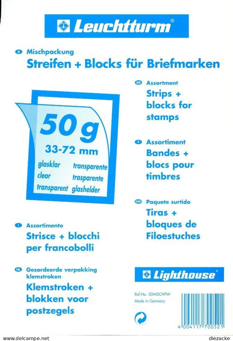 Leuchtturm 30 Klemmstreifen Kiloware 50g Klar 306770 Neuware ( - Sobres Transparentes