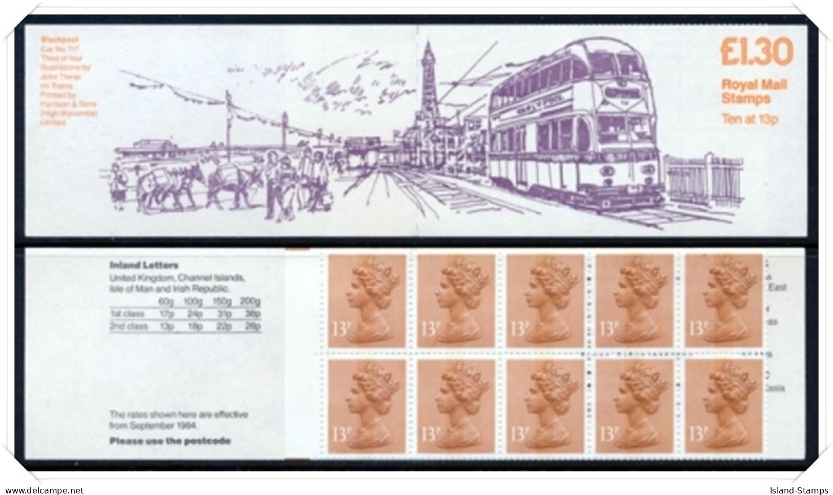 FL5b Trams Series 3 Blackpool Right Margin Cylinder B12 P62 Row 2 (£1.30 F NB1-7 - Libretti