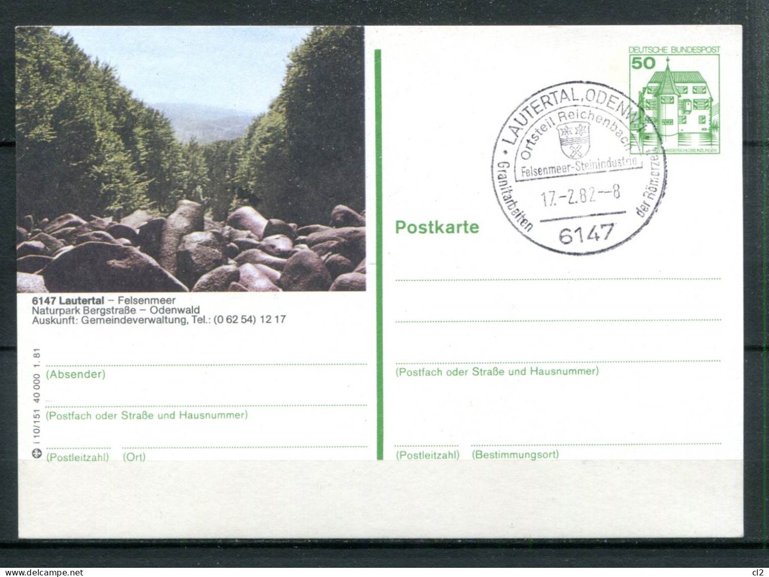 ALLEMAGNE - Ganzsache (Entier Postal) Michel P 134 I10/151 - Lautertal Odenwald - Bildpostkarten - Gebraucht