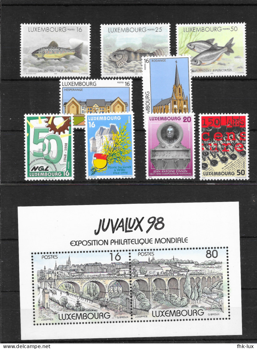 TIMBRES NEUFS LUXEMBOURG ANNEE 1998 COMPLETE - Volledige Jaargang