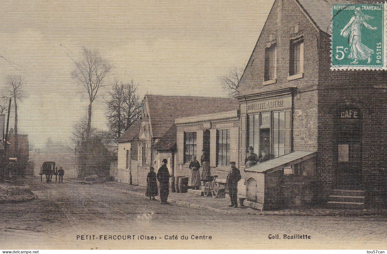 PETIT  FERCOURT   -  SAINTE  GENEVIEVE   -  OISE   -   (60)   -   CPA  TOILEE  ANIMEE   -   LE  CAFE  DU  CENTRE. - Sainte-Geneviève