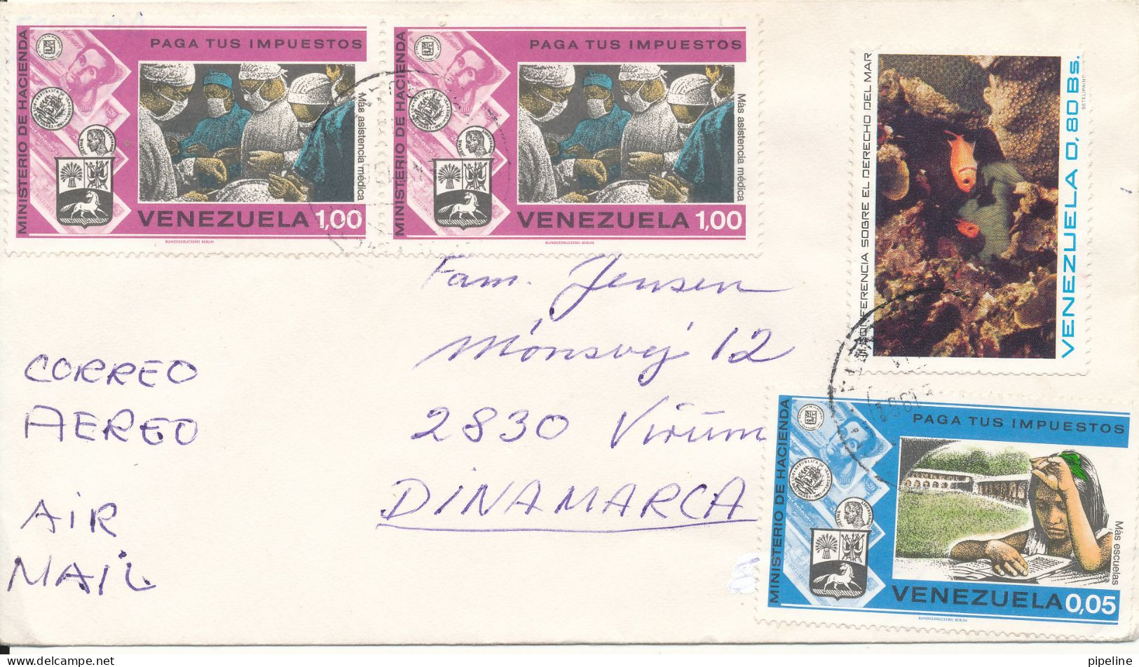 Venezuela Cover Sent To Denmark Topic Stamps - Venezuela