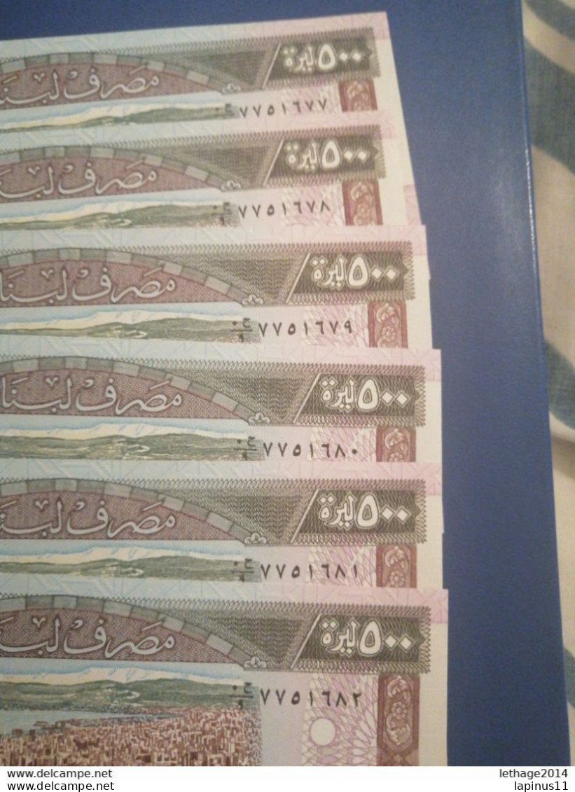 Liban Lebanon 500 Lira UNC CONSECUTIF 7 Banknotes Ruins Of Jupiter Abd Baalbak - Lebanon