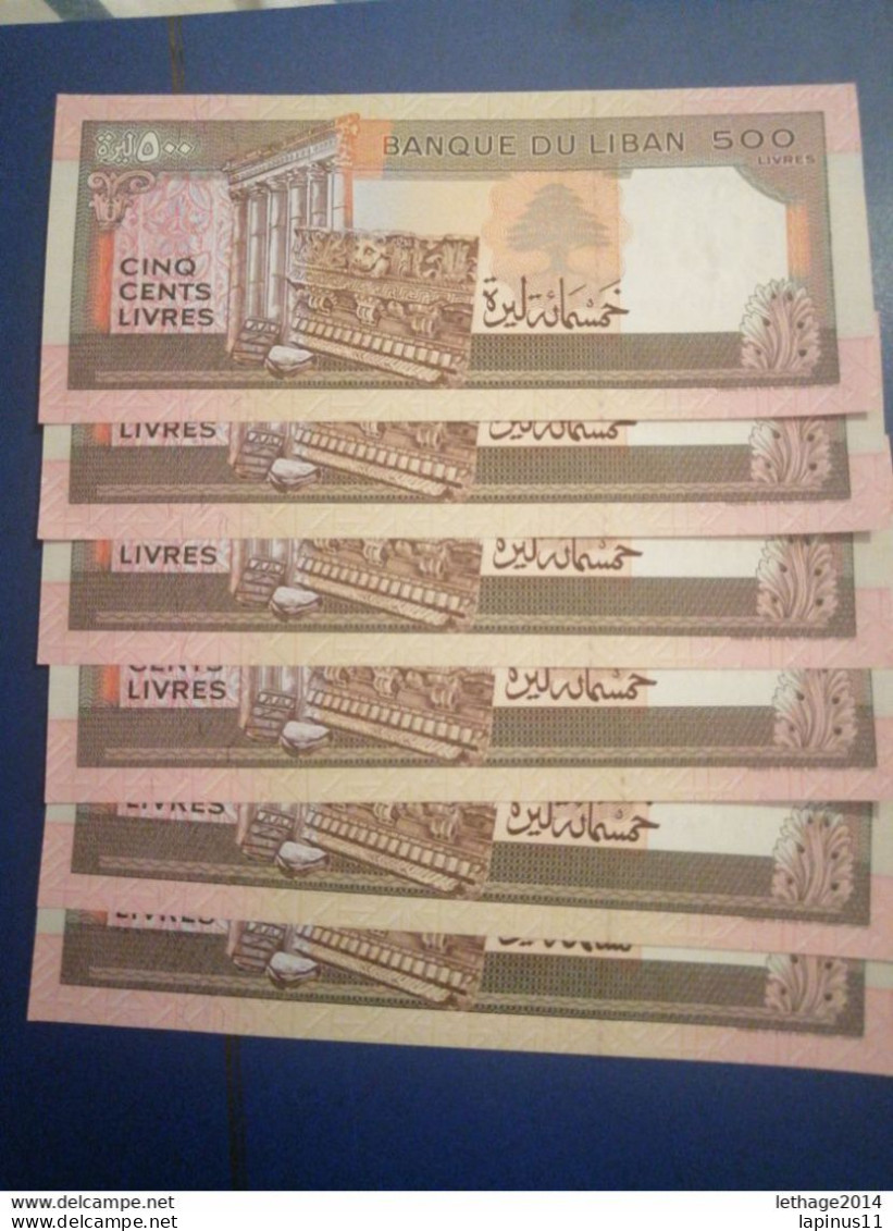 Liban Lebanon 500 Lira UNC CONSECUTIF 7 Banknotes Ruins Of Jupiter Abd Baalbak - Lebanon