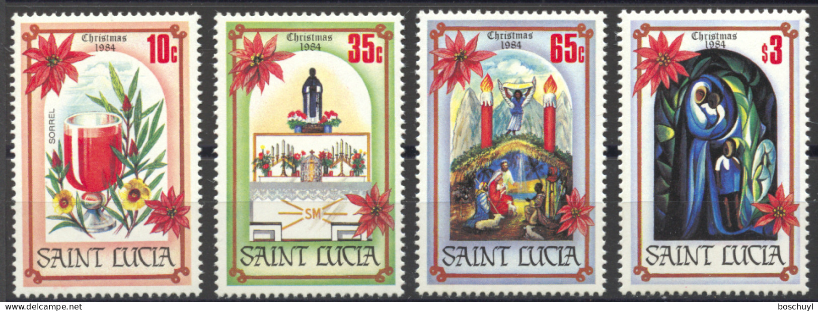 St Lucia, 1984, Christmas, MNH, Michel 684-687 - St.Lucie (1979-...)