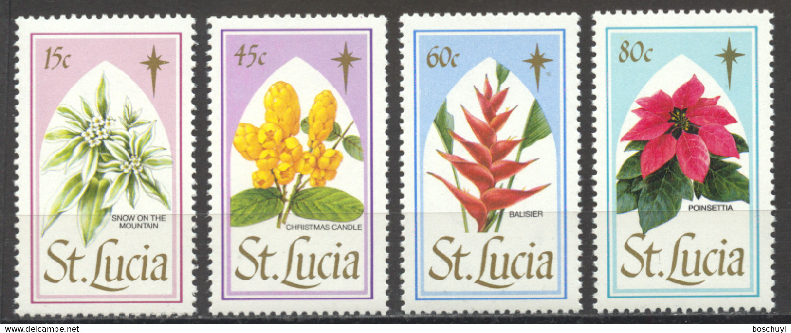 St Lucia, 1988, Christmas, Flowers, Flora, Nature, MNH, Michel 937-940 - St.Lucia (1979-...)