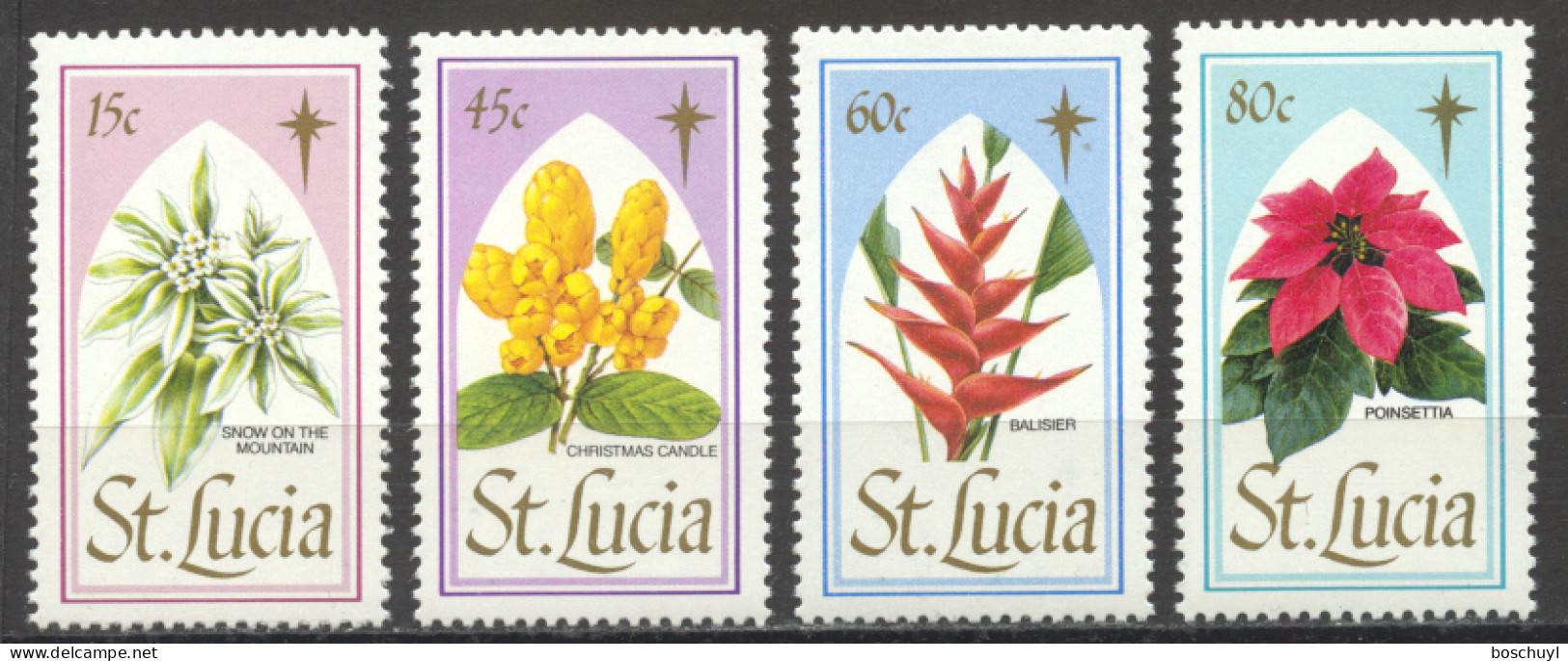 St Lucia, 1988, Christmas, Flowers, Flora, Nature, MNH, Michel 937-940 - St.Lucie (1979-...)