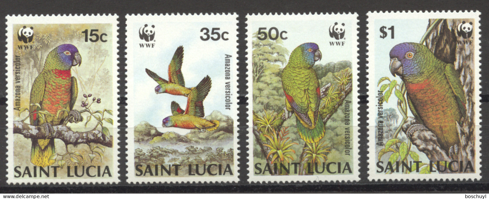 St Lucia, 1987, Parrots, Birds, World Wildlife Fund, WWF, Animals, MNH, Michel 909-912 - St.Lucie (1979-...)