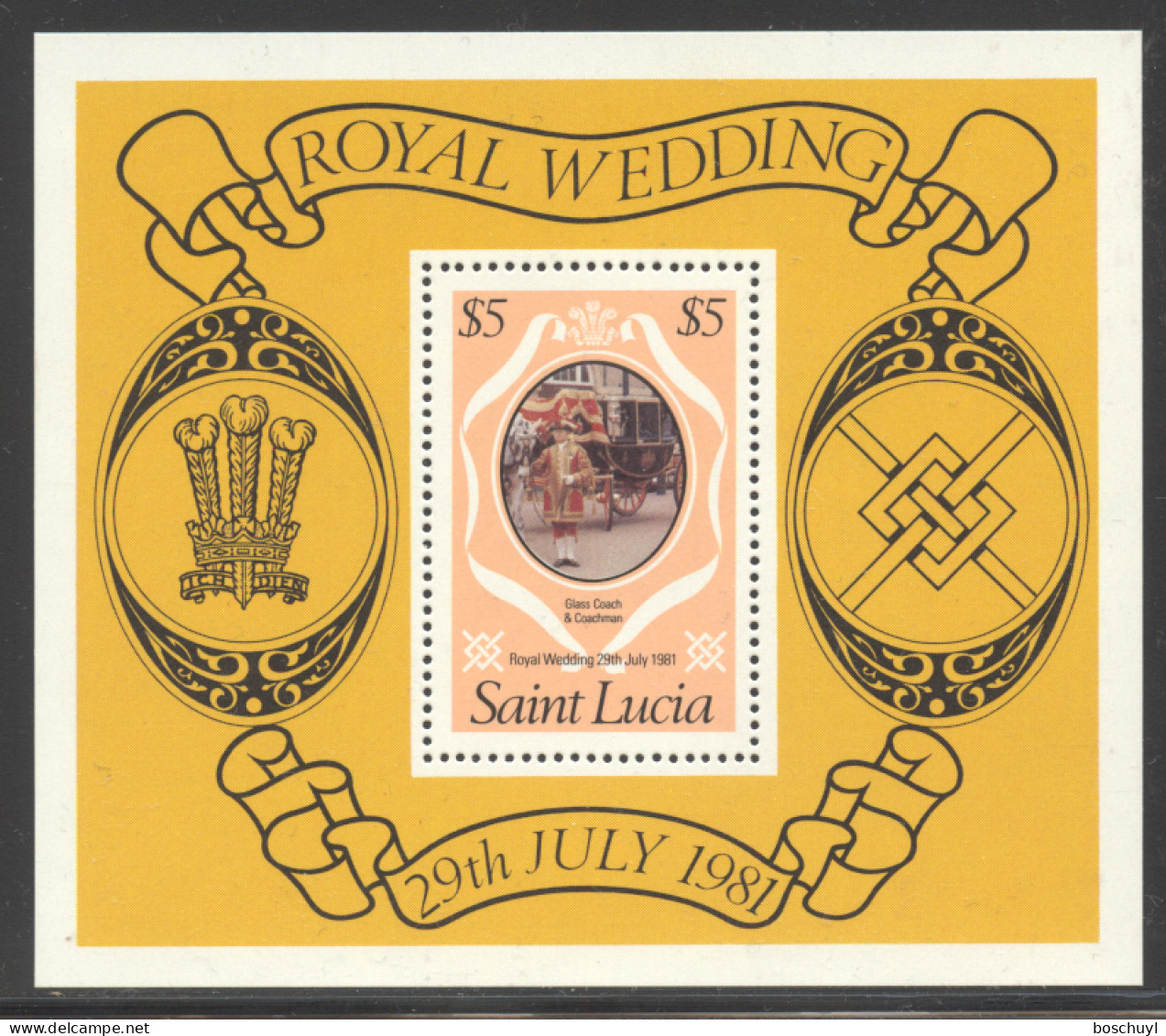 St Lucia, 1981, Royal Wedding Prince Charles And Lady Diana, MNH, Michel Block 29 - St.Lucia (1979-...)