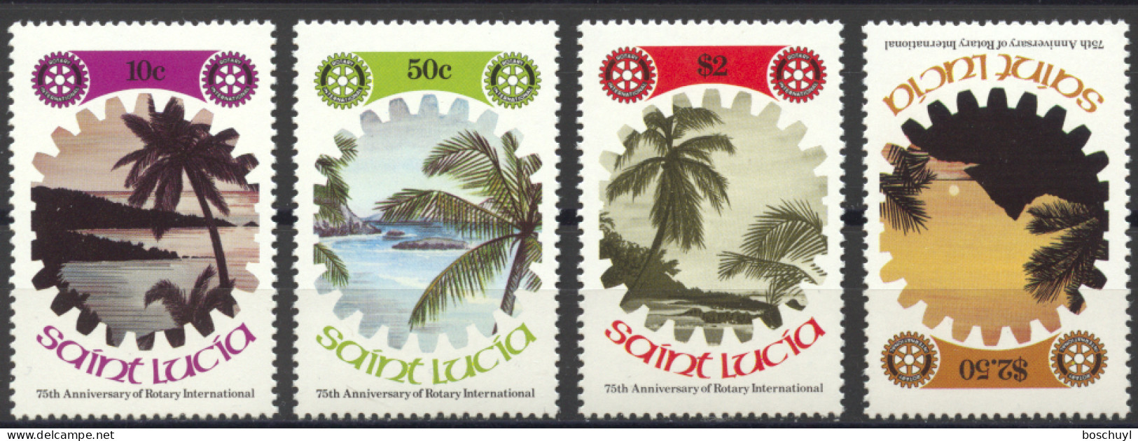 St Lucia, 1980, Rotary, Palm Trees, MNH, Michel 519-522 - St.Lucia (1979-...)