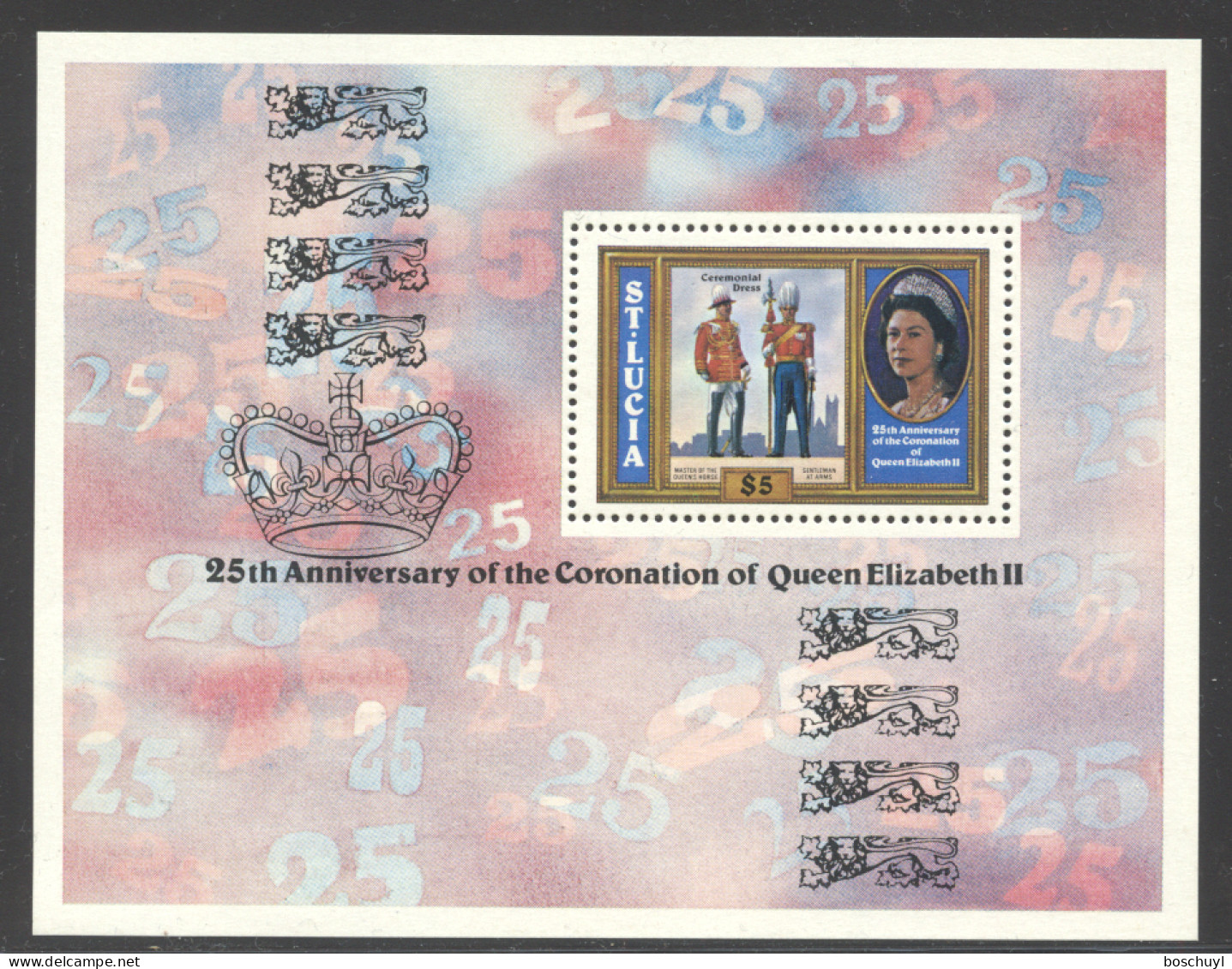 St Lucia, 1978, Silver Jubilee Queen Elizabeth II, Coronation, Royal, MNH, Michel Block 15 - Ste Lucie (...-1978)