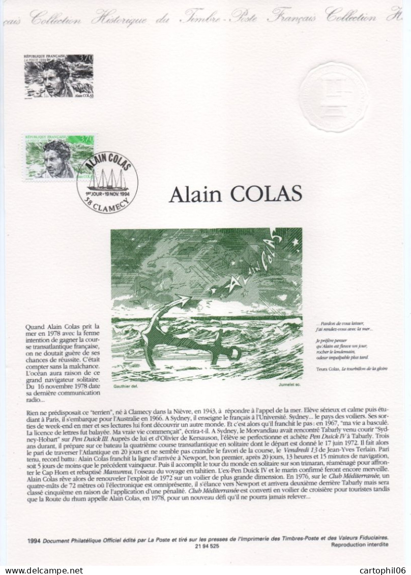 - Document Premier Jour ALAIN COLAS - CLAMECY 19.11.1994 - - Sailing