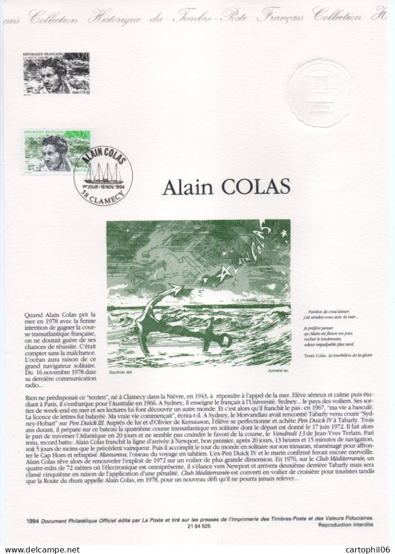 - Document Premier Jour ALAIN COLAS - CLAMECY 19.11.1994 - - Vela