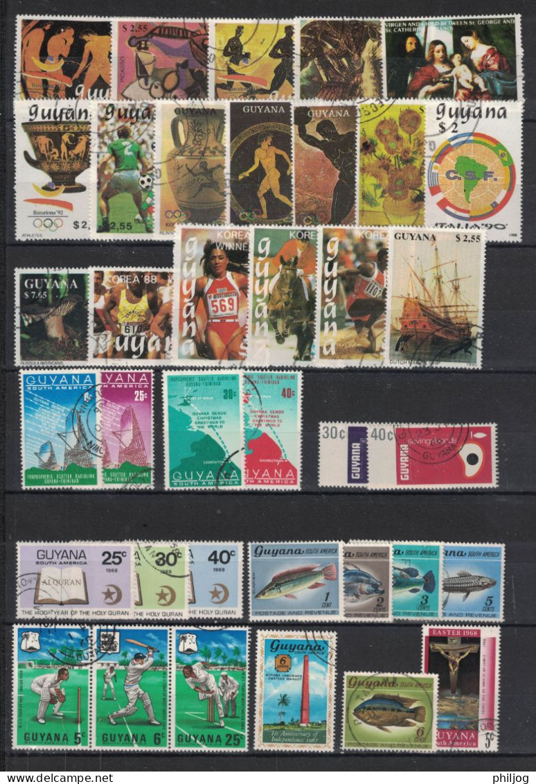 Guyane Britannique - 84 Timbres Oblitérés Tous Différents - British Guiana (...-1966)