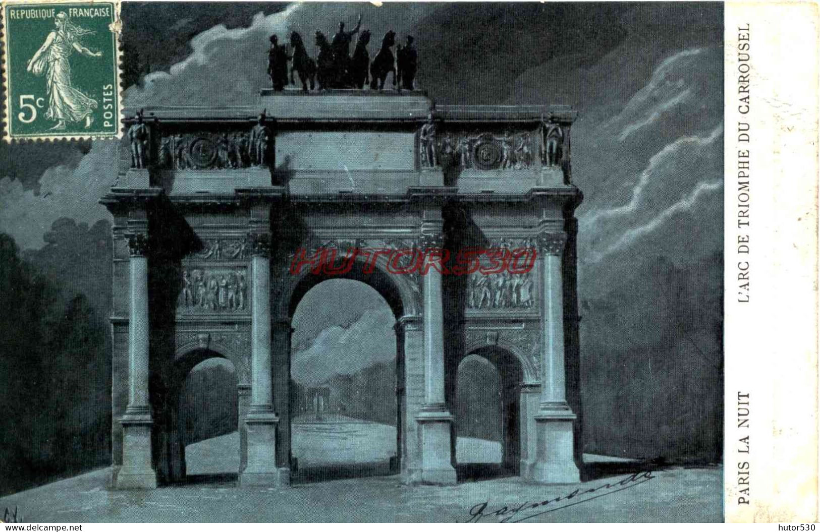 CPA PARIS - LA NUIT - L'ARC DE TRIOMPHE DU CARROUSSEL - Paris La Nuit