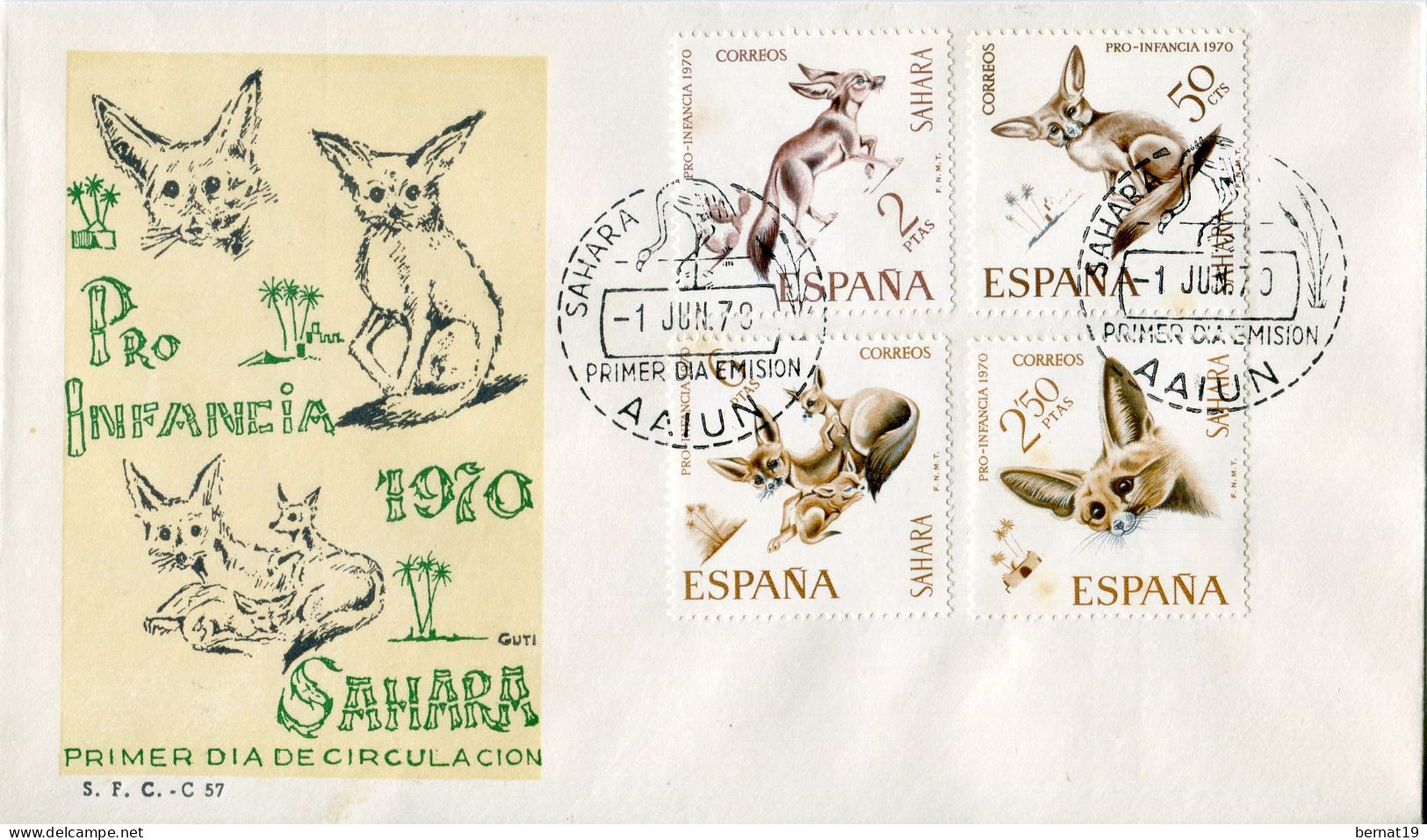 Sahara 1970. Edifil 279-82 FDC. - Sahara Spagnolo