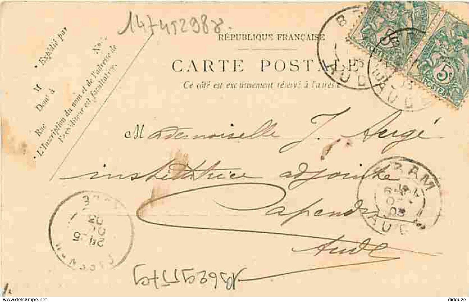 11 - Bram - Château De La Seignoure Appartenant à M De Fournas - Animée - Oblitération Ronde De 1903 - CPA - Voir Scans  - Bram