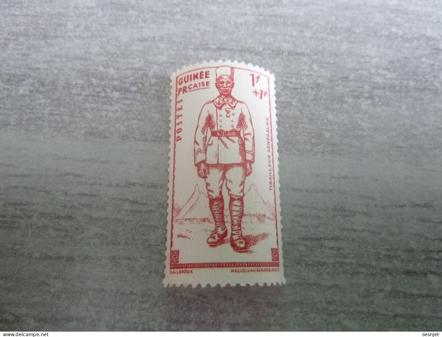 Guinée Française - Tirailleur Sénégalais - 1f.+1f. - Helio Vaugirard Paris - Rouge-orange - Neuf - Année 1941 - - Unused Stamps