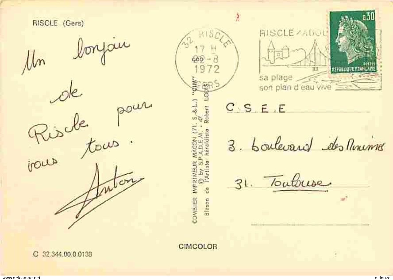 32 - Riscle Sur L'Adour - Multivues - Blasons - Automobiles - Flamme Postale De Riscle Sur L'Adour - CPM - Voir Scans Re - Riscle