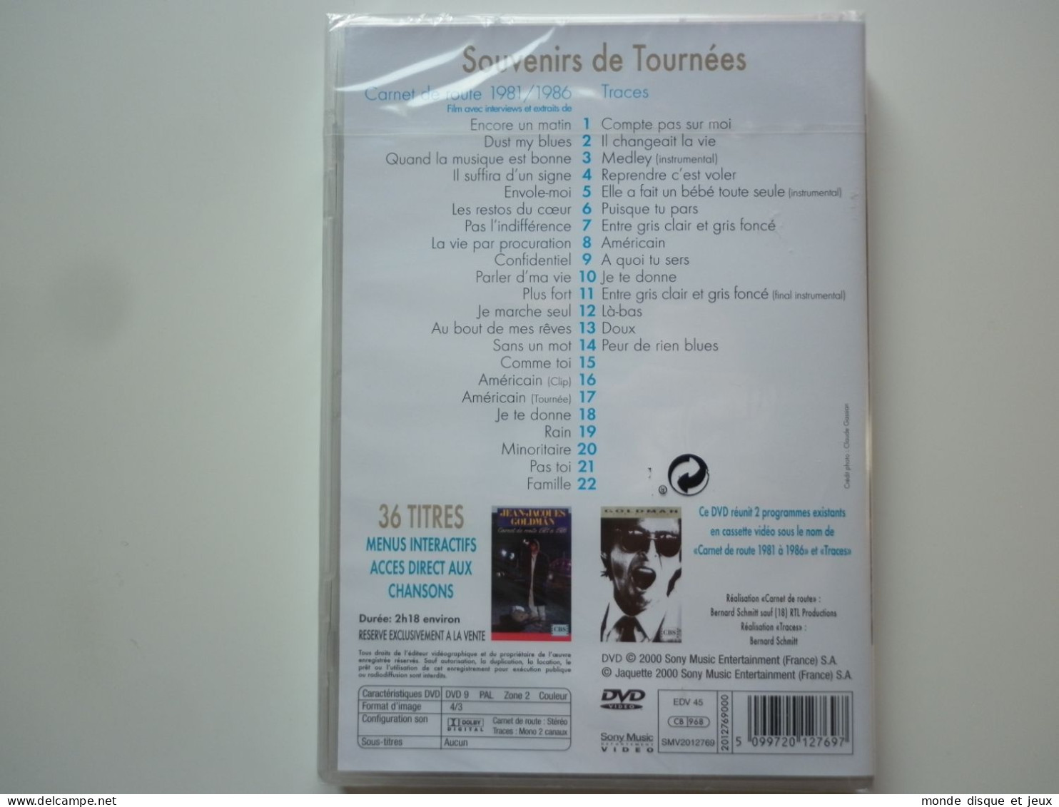 Jean Jacques Goldman Dvd Souvenirs De Tournées - Musik-DVD's