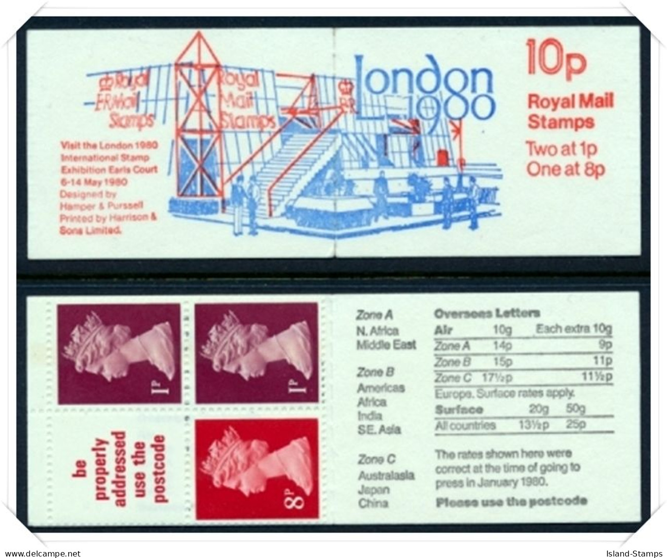 FA11 London January 1980 Jumelle Printing (10p Folded Booklets) NB1-4 - Libretti