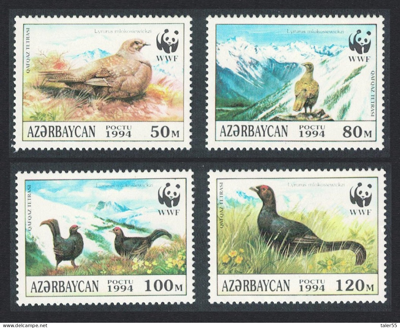 Azerbaijan WWF Birds Caucasian Black Grouse 4v 1994 MNH SG#178-181 MI#161-164 Sc#454 A-d - Aserbaidschan