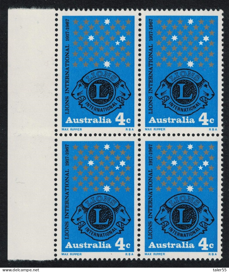 Australia Lions International Block Of 4 1967 MNH SG#411 - Ungebraucht
