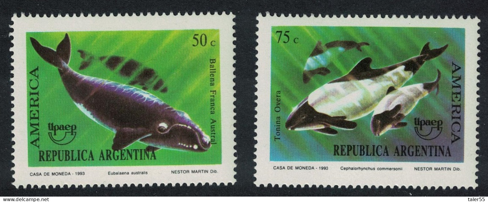 Argentina Whale Dolphin Endangered Animals 2v 1993 MNH SG#2352-2353 - Unused Stamps