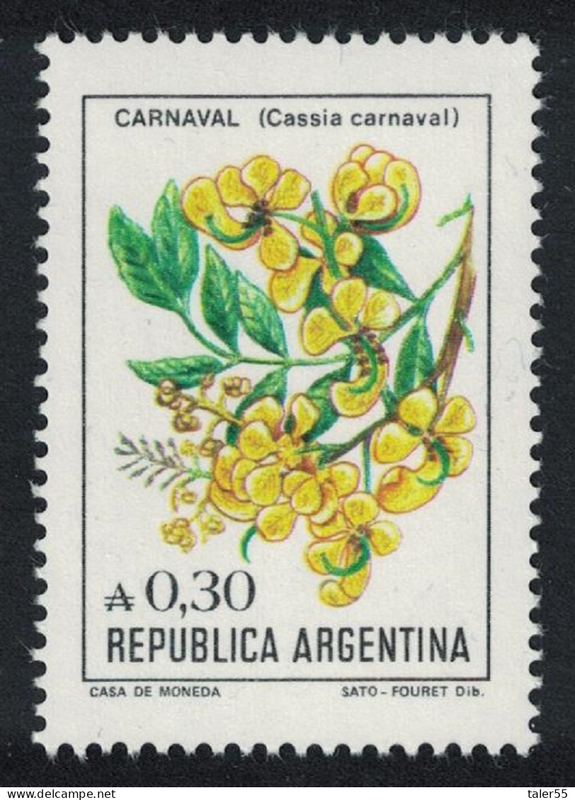 Argentina 'Cassia Carnaval' Flowers 30c 1985 MNH SG#1937 - Unused Stamps