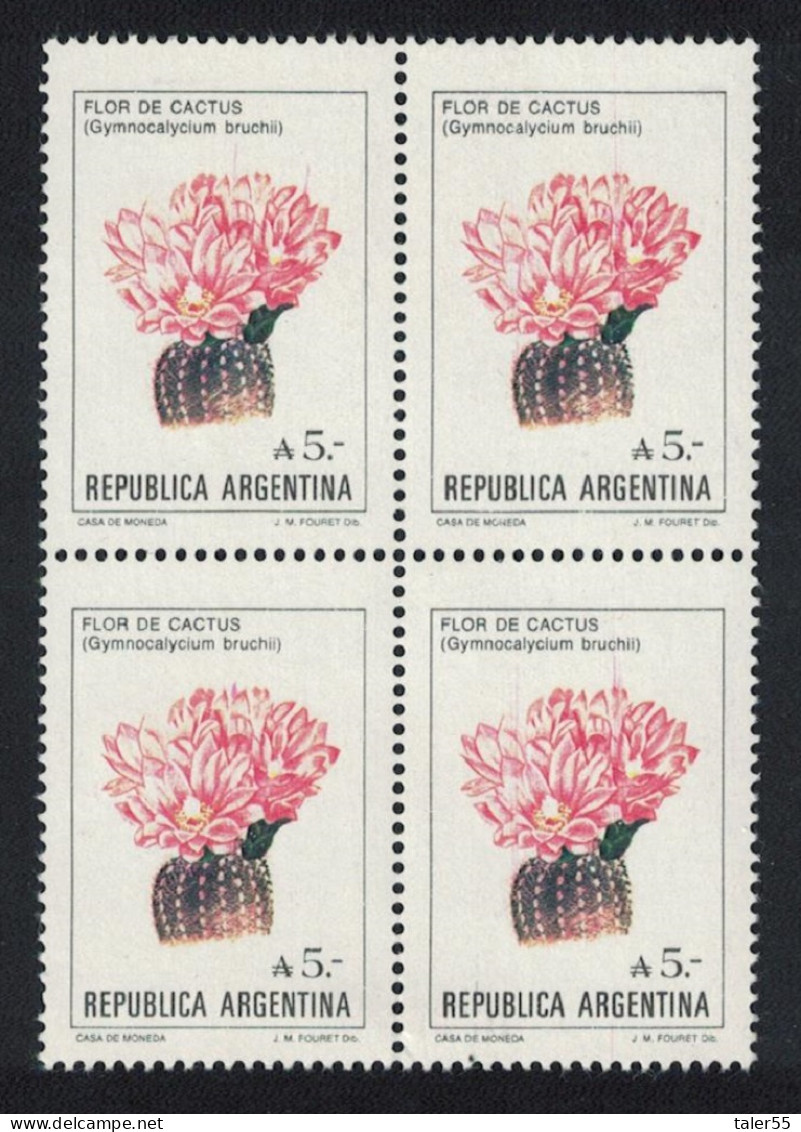 Argentina Cactus 'Gymnocalycium Bruchii' A 5- Block Of 4 1985 MNH SG#1942 - Nuovi