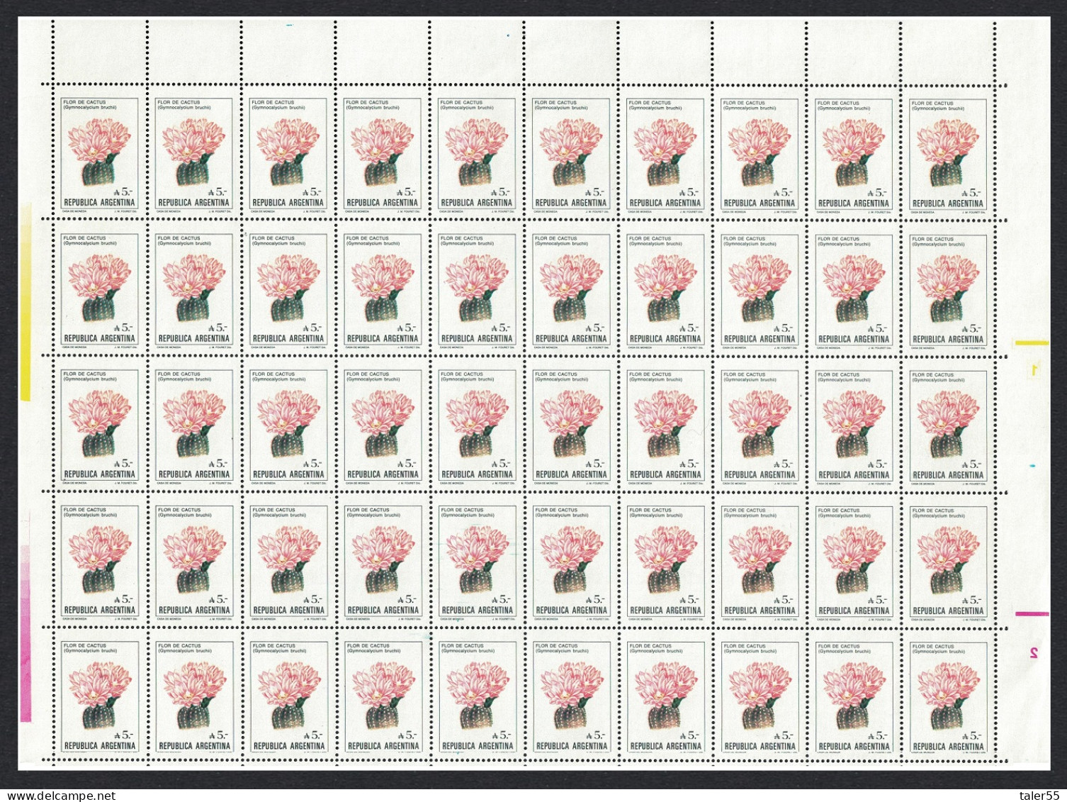 Argentina Cactus 'Gymnocalycium Bruchii' Half Sheet 1985 MNH SG#1942 - Neufs