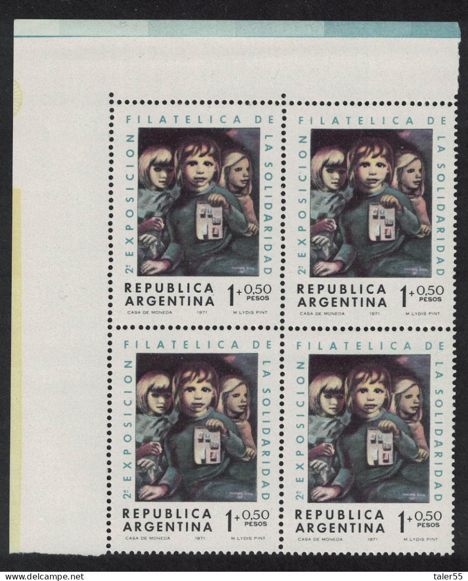 Argentina Painting 'Stamps' By Mariette Lydis Corner Block Of 4 1971 MNH SG#1383 - Nuovi