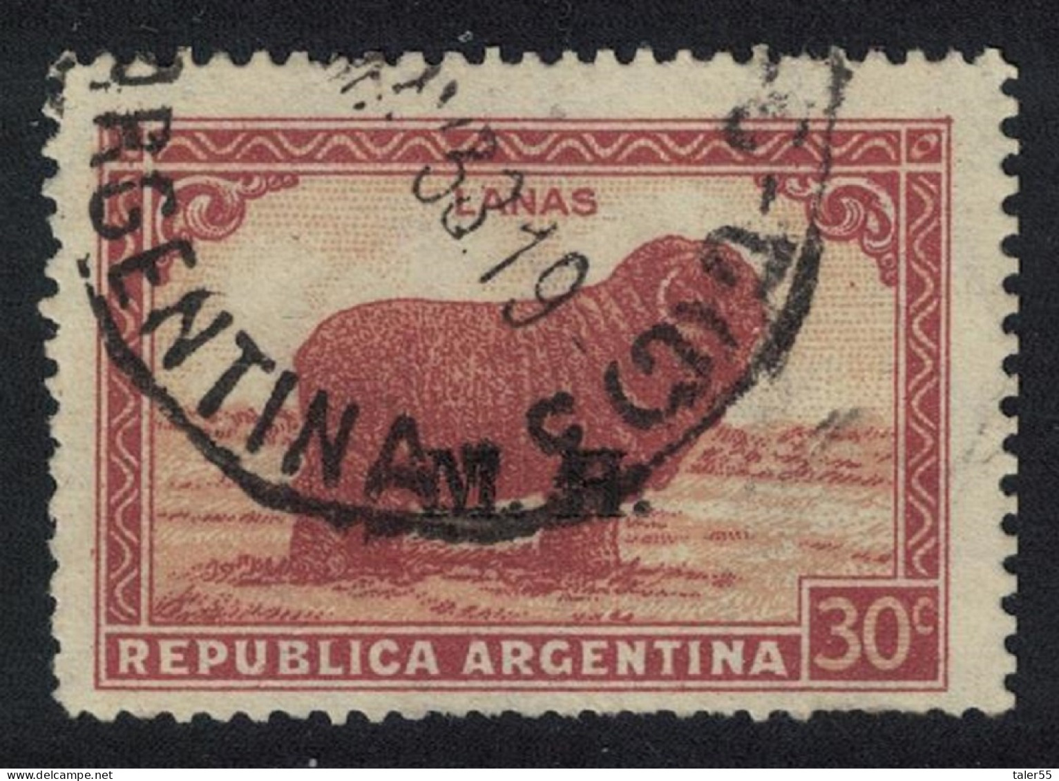 Argentina Merino Sheep 'M.H.'' Overprint 1935 Canc MI#423X III B Sc#OD143 - Gebraucht